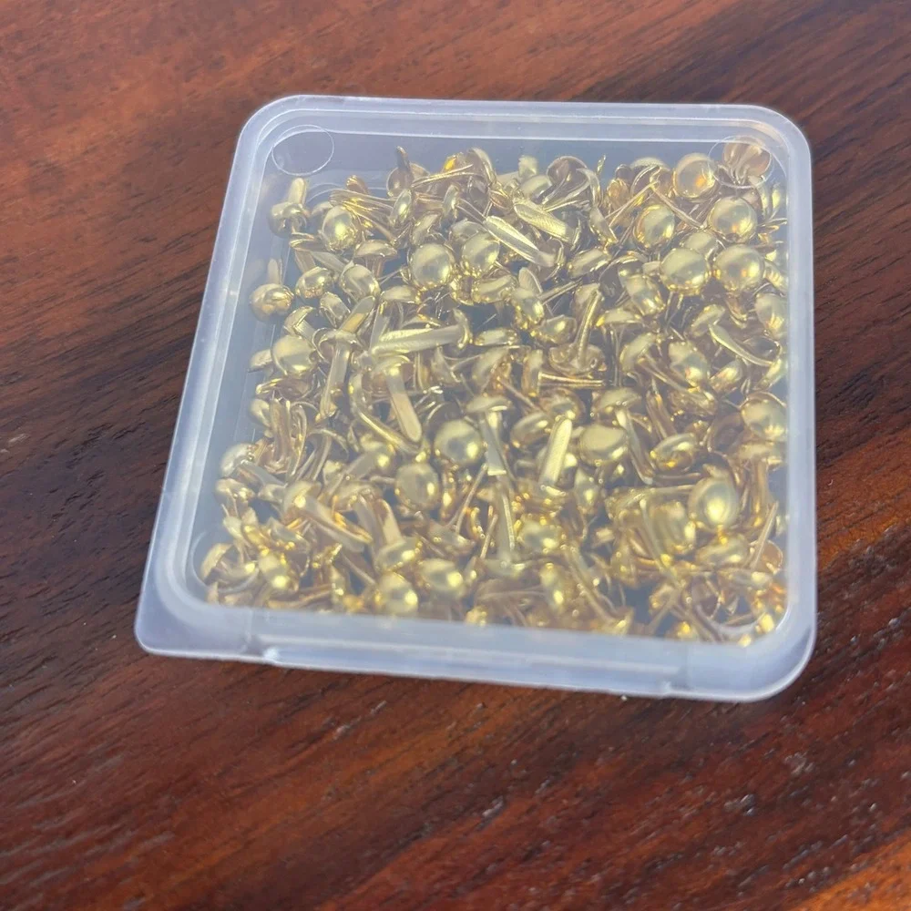 Gold‎ Mini Round Brads Metal Paper Fasteners for Scrapbooking Crafts with Case